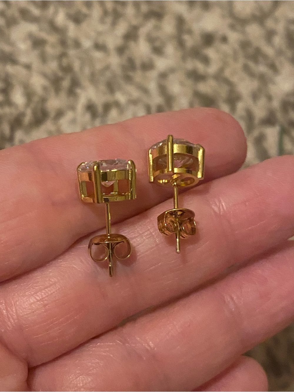 18k gold plated oversized Square CZ Stud Earrings - Clear Crystal